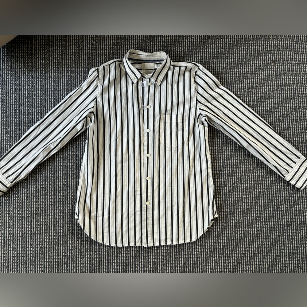 J.Crew classic fit, button down w/ black stripes
